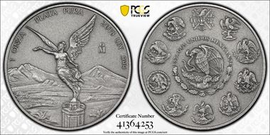2018-Mo Onza Libertad Ag - Antiqued SP70