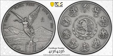 2018-Mo Onza Libertad Ag - Antiqued SP70
