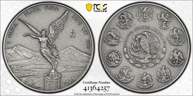 2018-Mo Onza Libertad Ag - Antiqued SP70