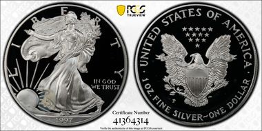 1997-P $1 Silver Eagle PR67DCAM