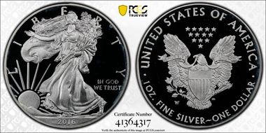 2016-W $1 Silver Eagle 30th Anniversary Lettered Edge PR68DCAM
