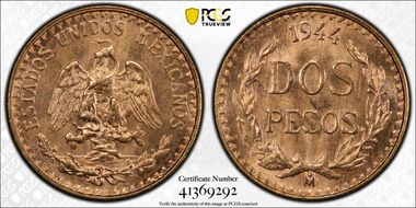 1944-Mo 2 Peso MS66+
