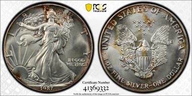 1987 $1 Silver Eagle MS68