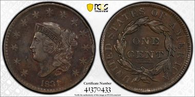 1831 1C Medium Letters XF40BN