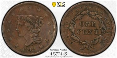 1842 1C Small Date VF35BN
