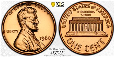 1960 1C Large Date PR67RD