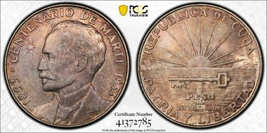1953 Peso Jose Marti KM-29  Ag MS63