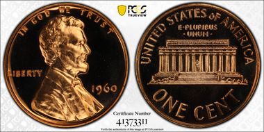 1960 1C Small Date PR68CAM