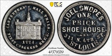(1876) Token Mo-Sl 37 White Metal Joel Swope's MS62
