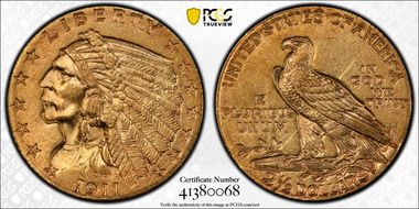 1911 $2.50 AU55