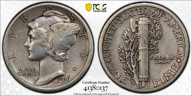 1916-D 10C VF35