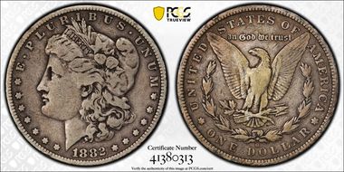 1882-O/S $1 VAM 4, O/S Recessed VG10