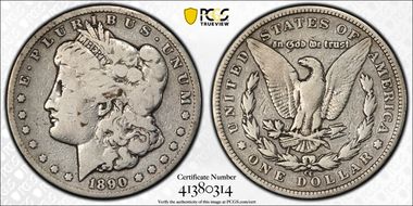 1890-CC $1 VAM 4, Tailbar G6