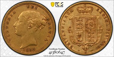 1885-M 1/2 Sov S-3863B AU50