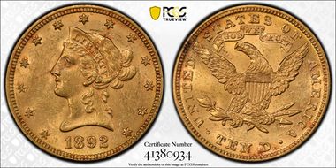 1892 $10 MS62