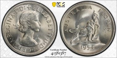 1954(m) Florin Royal Visit  KM-55 MS64+