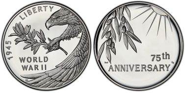 (2020) Medal End of World War II 75th Anniv.  First Strike PR70DCAM