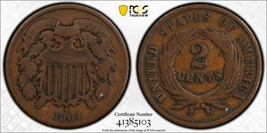 1864 2C Large Motto F12BN