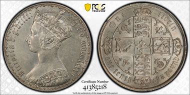1885 Florin ESC-2908 Large Trefoil on Short Arcs AU58