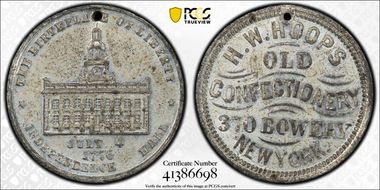(1876) Token Rulau NY-Unlisted White Metal H.W. Hoops MS61