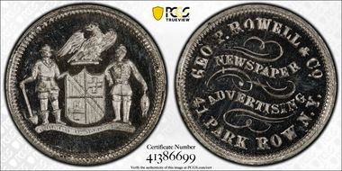 (1876) WM Tkn Rulau NY-NY 815 Geo. P. Rowell & Co. MS64