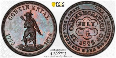 (1876) Token Pa-Ph 244A Copper Lingg & Bro. July 5, 1875 MS64BN