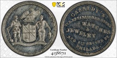 (1876) Token Pa-Ph 864 White Metal Cassidy's MS62PL