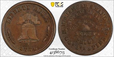(1876) AE Token Rulau Pa-Ph 922A Shamgar S. Hand MS63BN