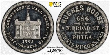 (1876) Token Pa-Ph 965 White Metal Hughes House MS63PL