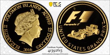 2016 $25 U.S. Grand Prix Formula 1 PR68DCAM