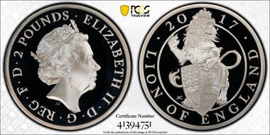 2017 £2 Lion of England Queen's Beasts Ag PR70DCAM