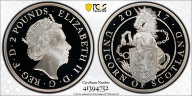 2017 £2 Unicorn of Scotland Queen's Beasts Ag PR69DCAM