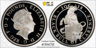 2018 £2 Black Bull of Clarence Queen's Beasts Ag PR68DCAM