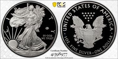 2020-W  $1 Silver Eagle - v75 Privy PR69DCAM