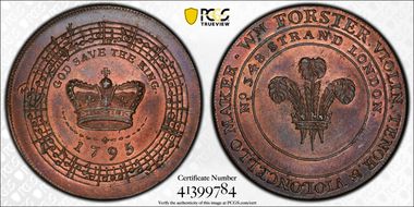 1795 Tk 1/2D DH-302 Middlesex, Forster's MS64RB