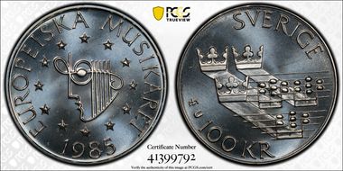 1985-U 100 Kr European Music Year MS67