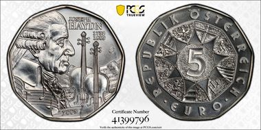 2009 € 5 Joseph Haydn KM-3170 MS70