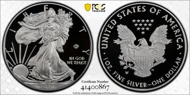 2020-W  $1 Silver Eagle - v75 Privy PR70DCAM