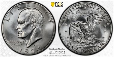 1974-S $1 Silver MS68