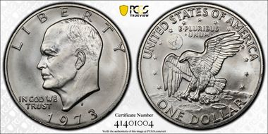 1973-S $1 Silver MS67+
