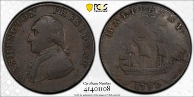1793/2 Ship 1/2P Washington President Payable in Anglesey VF25BN