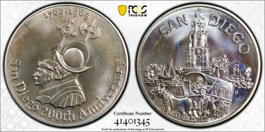 1969-P Medal D1969-1b Silver San Diego Anniv Small MS66