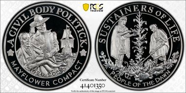 2020 AR Medal Mayflower 400th Anniversary U.S. Silver Proof Set First Strike PR69DCAM