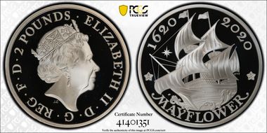 2020 £2 Mayflower 400th Anniversary U.S. Silver Proof Set First Strike PR69DCAM