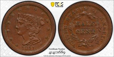 1851 1/2C Cohen 1 AU55BN