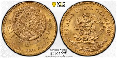 1959 20 Peso KM-478  Au MS65