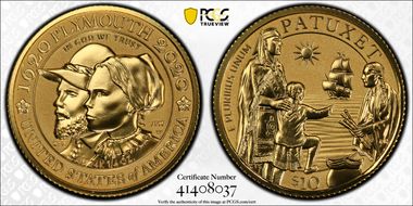 2020-W $10 Mayflower 400th Anniversary Reverse Proof First Strike PR70