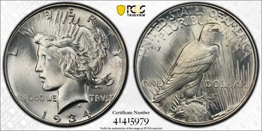1934 $1 MS66+