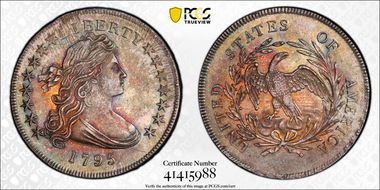 1795 $1 Draped Bust, Off-Center MS64+