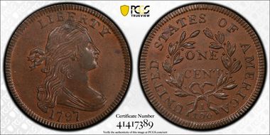 1797 1C Reverse of 1797, Stems MS65BN